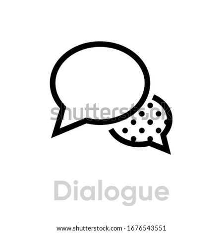Dialogue message social icon. Editable line vector. Two message bubbles, empty and filled. Single pictogram.