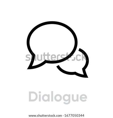 Dialogue chat message icon. Editable line vector. Two blank bubble symbols. Single pictogram.