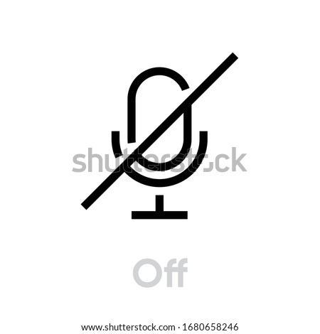 Microphone Off icon. Editable Line Vector. Symbol Single Pictogram muted sound on white background.