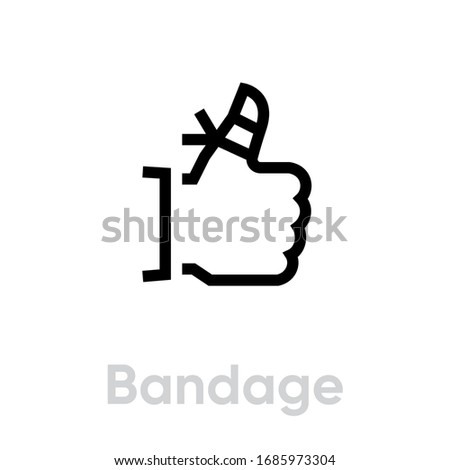 Finger bandage icon. Editable Line Vector. Injured finger symbol for website or mobile app. Single Pictogram.