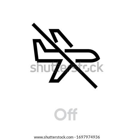 Off Airplane icon. Editable Vector Outline. Linear sign airplane, flight canceled, flight was not, flight will not, flight mode is off. Single Pictogram.