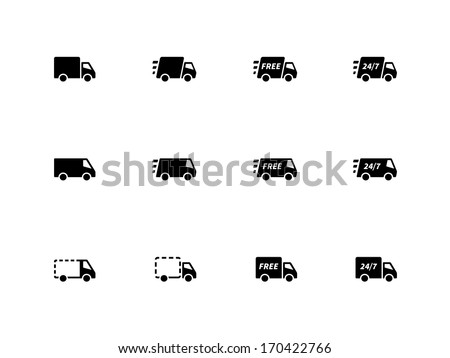 Delivery Trucks icons on white background. Vector illustration.