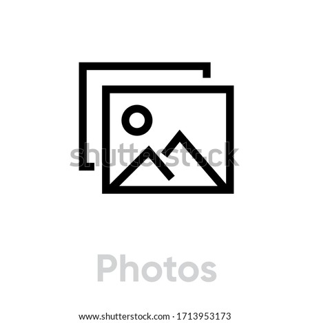 Photos Media Types icon. Editable line vector. Image symbol in a rectangular frame, nature landscape. Single pictogram.