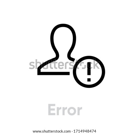 Error Customer icon. Editable Line Vector. Person with warning sign. Error icon, attention, client, account, alarm, caution. Single Pictogram.