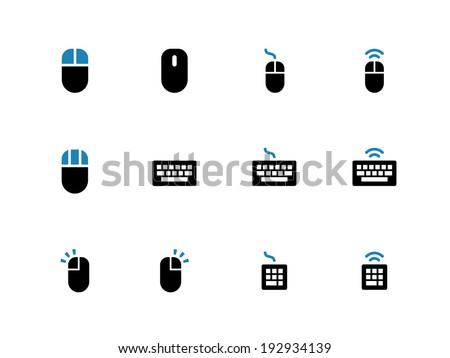 Keyboard and mouse duotone icons on white background. Vector illustration.