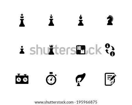 Chess icons on white background. Vector illustration.