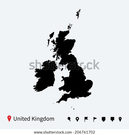 High detailed vector map of United Kingdom with navigation pins. Zdjęcia stock © 