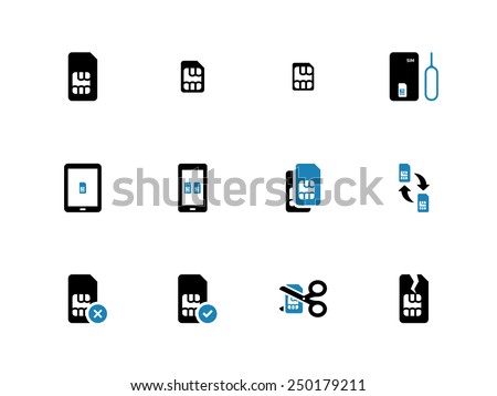 Mobile communications cards duotone icons on white background. Vector illustration.