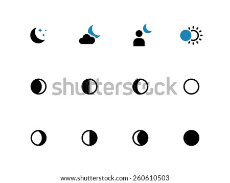 Phases of the moon duo tone icons on white background. Vector illustration.