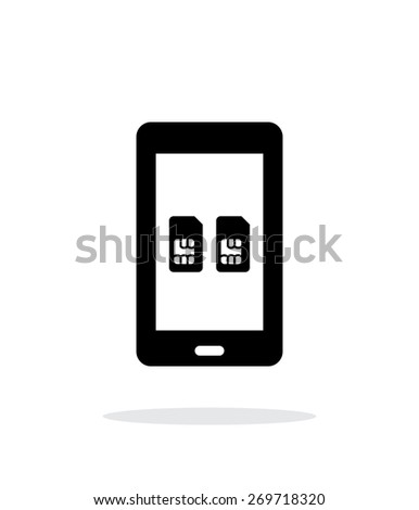 Dual SIM mobile phone simple icon on white background. Vector illustration.