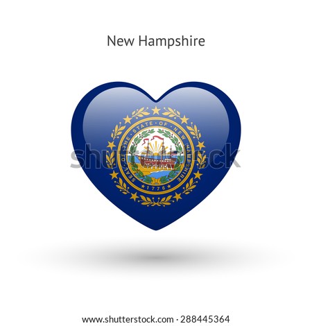 Love New Hampshire state symbol. Heart flag icon. Vector illustration.