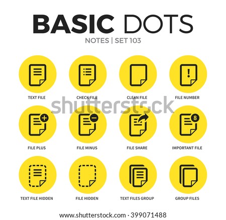 Notes flat icons set with text file form, check file form and clean file form isolated vector illustration on white