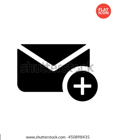 Envelope with plus Icon Flat Style Isolated Vector Illustration