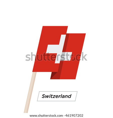 Switzeland Ribbon Waving Flag Isolated on White. Vector Illustration. Switzeland Flag with Sharp Corners