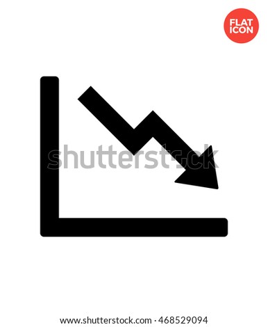 Chart down Icon Flat Style Isolated Vector Illustration