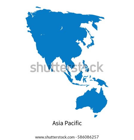 Detailed vector map of Asia Pacific Region on white