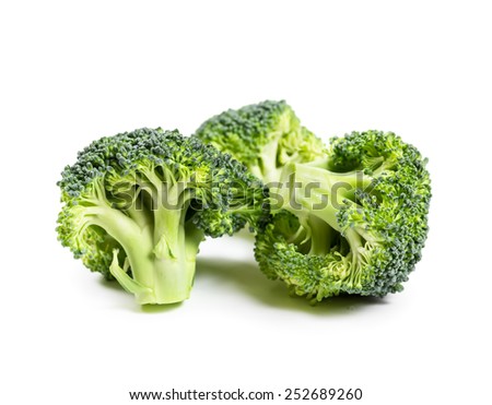 Fresh broccoli isolated on white background, close-up.