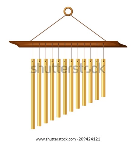 Vector wind chimes isolated on white.