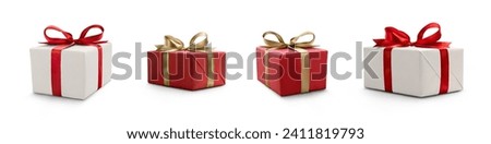 Similar – Image, Stock Photo A wrapped gift with ribbon in front of a blurred background