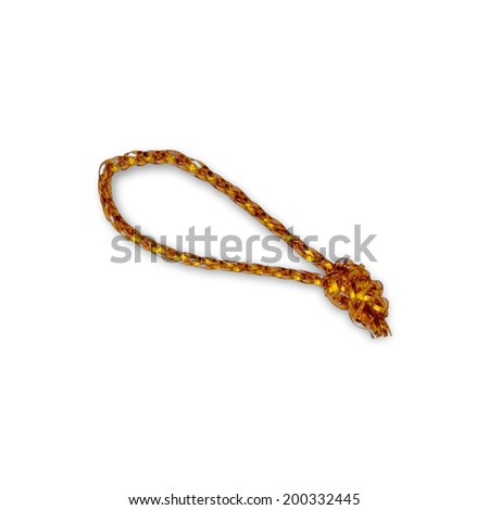 yellow gold rope on white background with clipping paths.