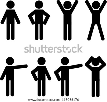 Stick Figure Positions Set Vector - 113066176 : Shutterstock