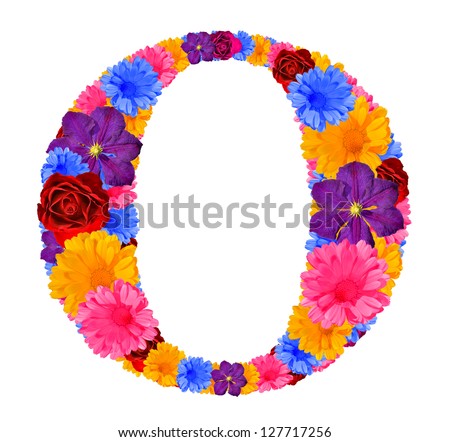 Alphabet  from spring  flowers. Letter O
