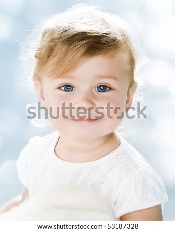 Similar – Image, Stock Photo portrait of beautiful baby girl at home sitting on the sofa playing with a garland of lights