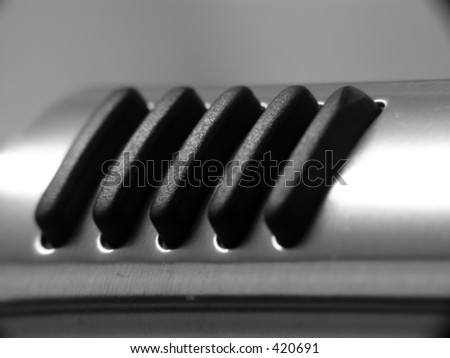 Macro shot of the handle of a kitchen utensil