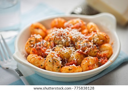 Similar – Foto Bild Gnocchi mit Tomatensauce und Parmigiano auf einem Teller.