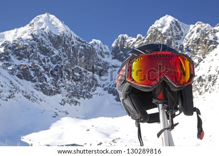 Skiing in High Tatras mountains, Slovakia Stok fotoğraf © 