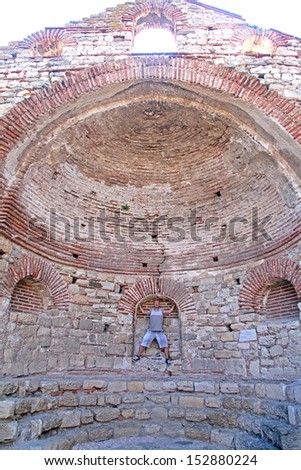 Man at ancient building - NESSEBAR, Bulgaria
