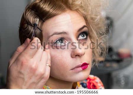 two-faced image on  girl\'s face