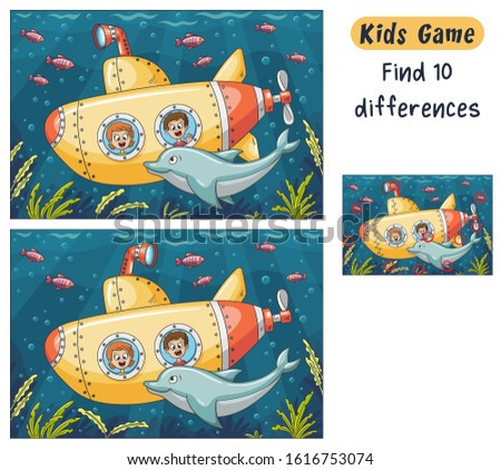 Find 10 differences. Funny cartoon game for kids, with solution. Vector illustration with separate layers.