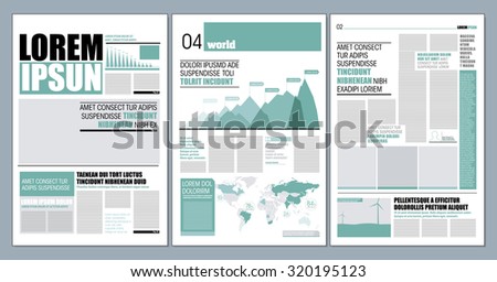 Graphical layout modern green newspaper template
