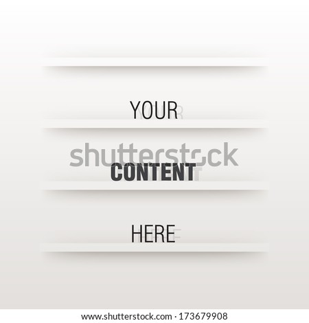 Minimal white shelf with your content  Eps 10 vector illustration 