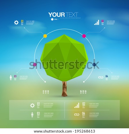 Modern infographic design with origami tree  can be used for workflow layout, chart, number options, presentation, web design.  Eps 10 stock vector illustration