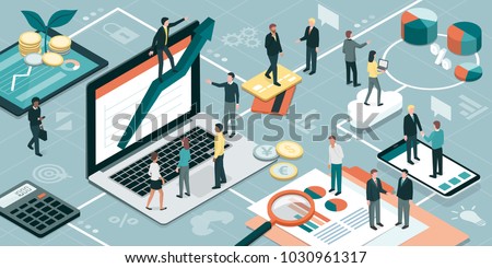 Business people working together and developing a successful business strategy: marketing and finance concept