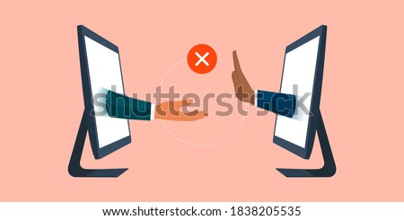 Businessman rejecting an offer during a virtual meeting, business relationships and communication concept
