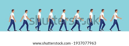 Male character walk cycle sequence, side view