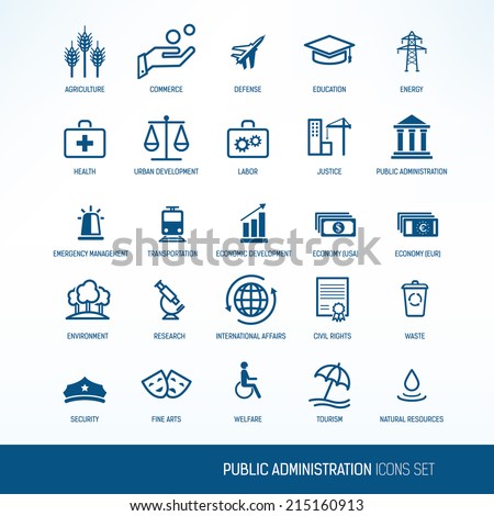 Public administration icons set
