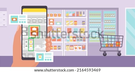 User searching products on the supermarket shelves using a mobile app: retail store item detection