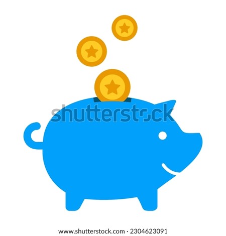 Tokens falling in a piggy bank icon, loyalty program concept
