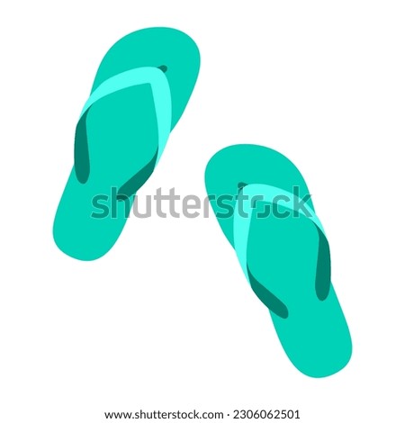 Plastic flip-flops beach accessories isolated, vacations concept