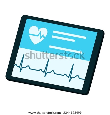 Heart rate and pulse measure on tablet, medicine and healthcare concept, isolated