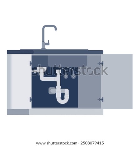 Kitchen sink drain and faucet, household and plumbing concept, isolated