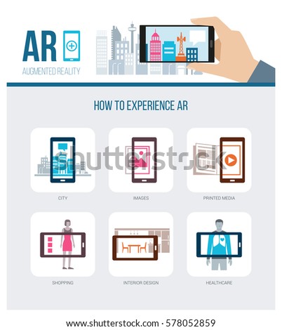 Applications of augmented reality: smart city, retail products, printed media ads and healthcare