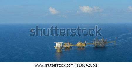 The offshore oil rig in the gulf of Thailand.