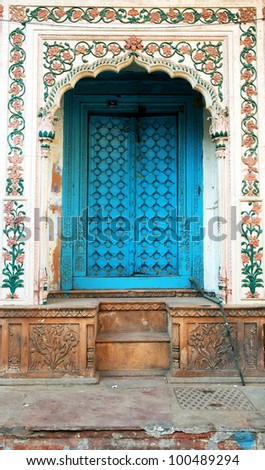 Traditional indian door in Old Delhi, India