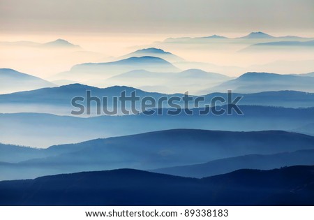 Foggy landscape in the Romanian Carpathians