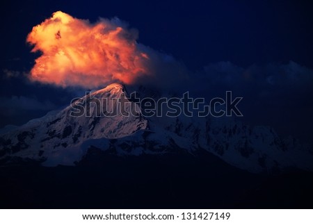Nevado Copa (6188m) in sunset light, Cordiliera Blanca, Peru, South America